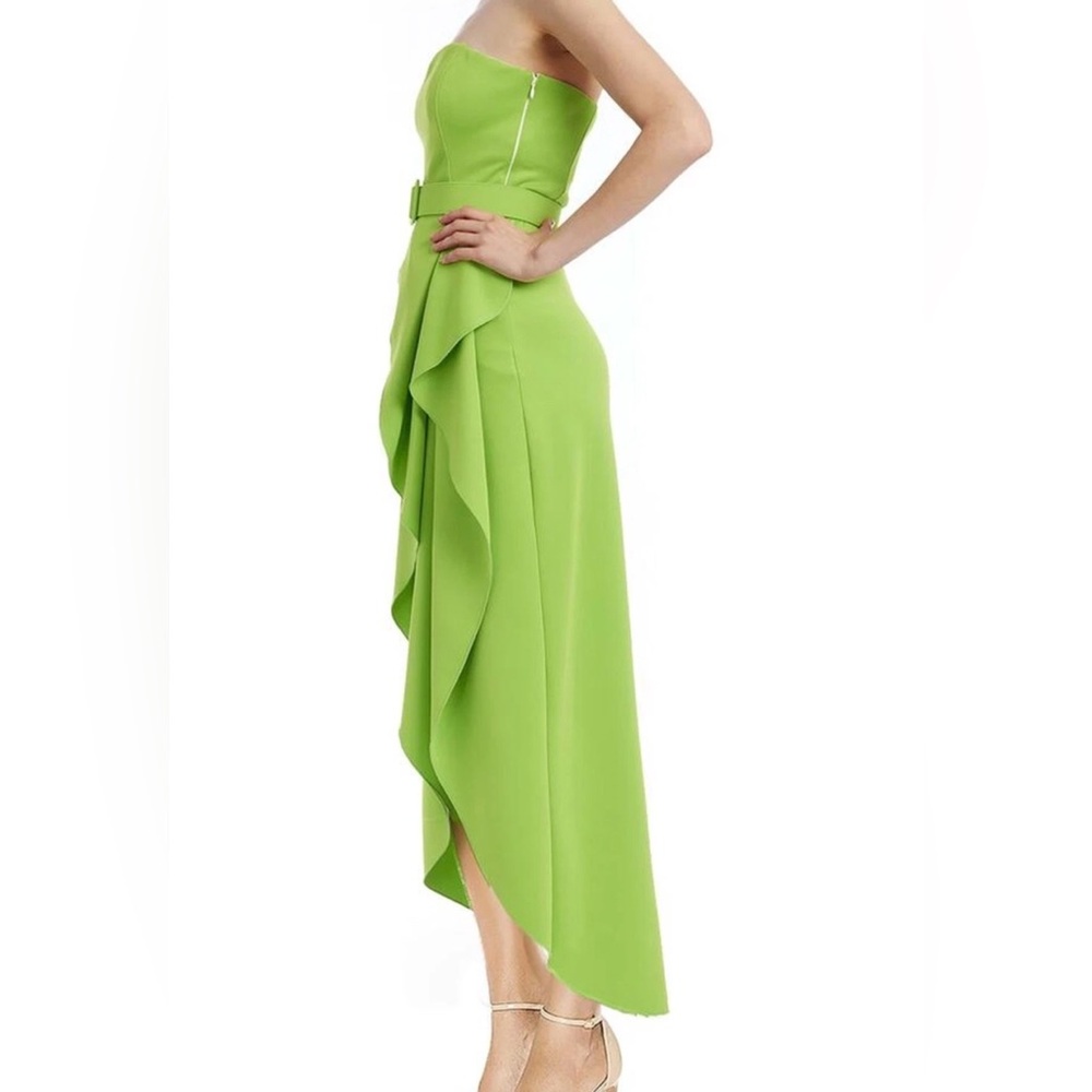 Badgley Mischka Strapless High-Slit Dress In Lime Green Sz 6 NWT - Picture 3 of 11